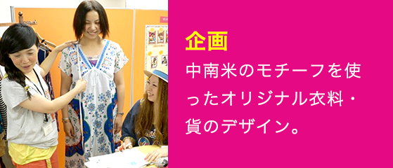 中南米のモチーフを使ったオリジナル衣料・貨のデザイン。